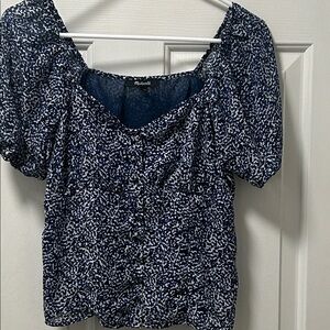 Madewell Sweetheart , Blue Patterned Women Top Size Small Underarm